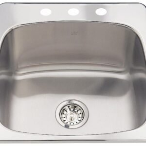 Steel Queen 20-1/8" 3-Hole 1 Bowl Drop-In Laundry Sink - Stainless Steel QSL2020-10-3 Kindred
