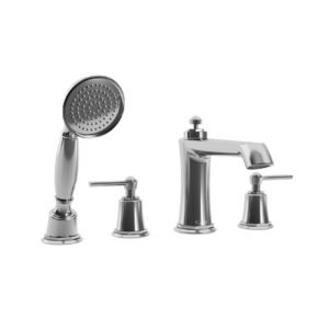 Rustik 4-Piece Deck Mount Tub Filler with Handshower - Chrome BF1486-110 Kalia