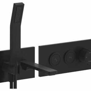 Kareo Thermostatic Push-Button Wall Mount Tub Filler with Hand Shower - Matte Black BF2168-160 Kalia
