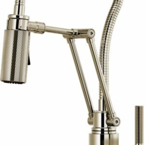 Litze Articulating Kitchen Faucet with Finished Hose and Knurled Handle - Polished Nickel 63143LF-PN Brizo