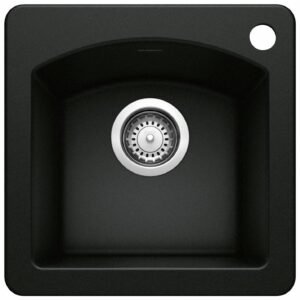 Diamond Mini 1 Bowl Drop-In Silgranit Sink - Coal Black 402624 Blanco