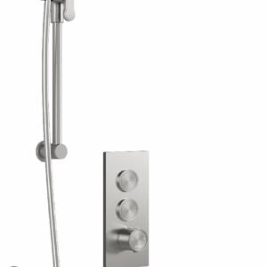 RoundOne TB2 Thermostatic Push-Button Shower System with Wall Arm - Pure Nickel BF2064-125 Kalia