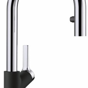 Urbena Kitchen Faucet with Pulldown Spray - Chrome/Coal Black 526398 Blanco
