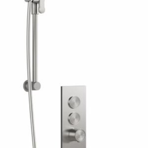 RoundOne TB2 Thermostatic Push-Button Shower System with Vertical Ceiling Arm - Pure Nickel BF2064-125-001 Kalia