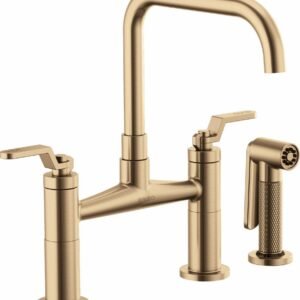 Litze Bridge Faucet with Square Spout and Industrial Handle - Luxe Gold 62554LF-GL Brizo