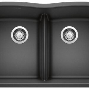 Diamond U 2 Bowl Low Divide Undermount Silgranit Sink - Anthracite 401834 Blanco