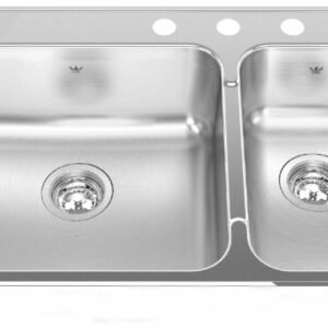 Steel Queen 31-1/4" 3-Hole 1.5 Bowl Drop-In Kitchen Sink - Stainless Steel QCLA2031R-8-3 Kindred