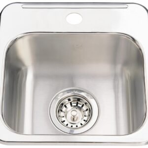 Steel Queen 13-5/8" 1-Hole 1 Bowl Drop-In Bar/Prep Sink - Stainless Steel QSL1313-6-1 Kindred