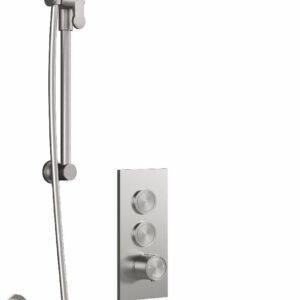 RoundOne TB3 Plus Thermostatic Push-Button Shower System with Wall Arm - Pure Nickel BF2066-125-100 Kalia