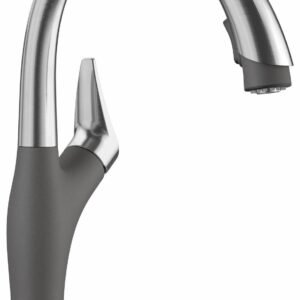 Artona Kitchen Faucet with Pulldown Spray - Stainless/Cinder 442033 Blanco