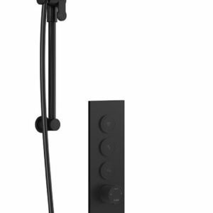 RoundOne TB3 Thermostatic Push-Button Shower System with Vertical Ceiling Arm - Matte Black BF2066-160-001 Kalia