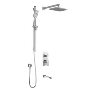 Kareo TD3 Thermostatic Integrated Diverter Tub and Shower System with Wall Arm (less Valve) - Chrome BF1993-110 Kalia