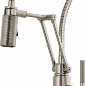 Litze SmartTouch Articulating Kitchen Faucet with Finished Hose and Knurled Handle - Stainless Steel 64143LF-SS Brizo