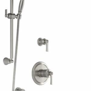 Rustik TD2 Thermostatic Shower System with Wall Arm - Pure Nickel BF1513-125 Kalia