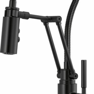 Solna SmartTouch Articulating Kitchen Faucet with Finished Hose and Pulldown Spray - Matte Black 64121LF-BL Brizo