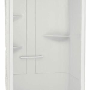 Allia 48" x 34" Center Drain Alcover 1-Piece Shower with RH Seat - White 107004-000-001-002 Maax