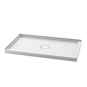 Kover 60" x 36" Corner Acrylic Shower Base with Centre Drain and LH Tiling Flange - White BW1194-240 Kalia