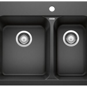 Vision 1-1/2 2 Bowl Silgraint Drop-In Kitchen Sink - Anthracite 401126 Blanco