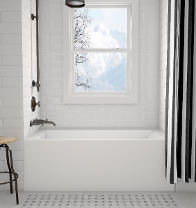 Amala 60 x 30 Alcove Bathtub with LH Drain - White 41171 Acritec