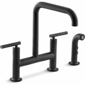 Purist Bridge Kitchen Faucet with Side Spray - Matte Black 7548-4-BL Kohler