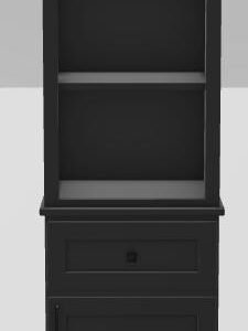18" RH Linen Tower Modern Shaker Lower Door Only with Square Handles and Prestige Knobs - Midnight/Black 18RHMIDMSLOWPREBLK Stonewood Cabinetry