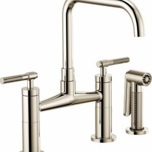 Litze Bridge Faucet with Square Spout and Knurled Handle - Polished Nickel 62553LF-PN Brizo