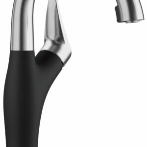 Artona Bar Faucet with Hidden Pulldown Spray - Stainless/Coal Black 526387 Blanco