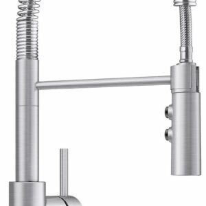 Catris Semi-Pro Kitchen Faucet with Spring Pulldown Spray - Stainless 401918 Blanco