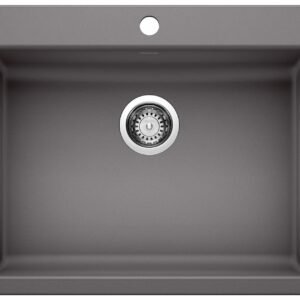 Precis ADA/CSA 1 Bowl Silgranit Dual Mount Kitchen Sink - Cinder 402074 Blanco