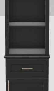 18" RH Linen Tower Modern Shaker Shelves and Lower Doors with Square Handles - Midnight/Gold 18RHMIDMDSHLWSQGOLD Stonewood Cabinetry