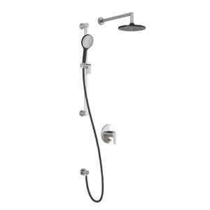 Kontour PB4 Pressure Balance Shower System with Wall Arm (less valve) - Black/Chrome BF1498-150 Kalia