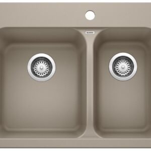 Vision 1-1/2 2 Bowl Silgraint Drop-In Kitchen Sink - Truffle 401129 Blanco