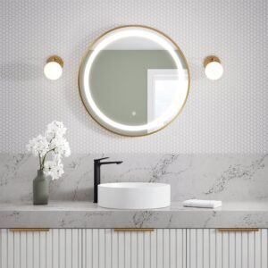 Effect Illuminated 30" Round Mirror with Touch Switch - Brushed Gold MR1782-570-180 Kalia