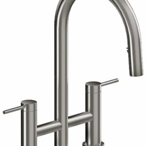 Azure Bridge Kitchen Faucet with Pulldown Spray - Stainless Steel AZ400SS RIOBEL