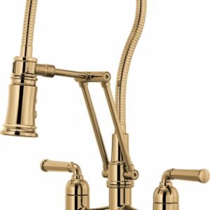 Rook Articulating Bridge Faucet With Finished Hose - Polished Gold 62174LF-PG Brizo