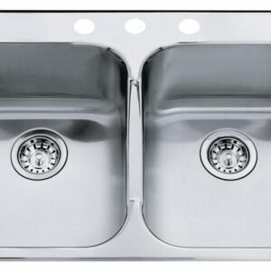 Steel Queen 31-1/4" 3-Hole 2 Bowl Drop-In Kitchen Sink - Stainless Steel QDL2031-7-3 Kindred