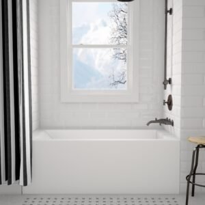 Amala 60 x 32 Alcove Bathtub with RH Drain - White 41174 Acritec