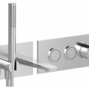 Moroka Thermostatic Wall Mount Tub Filler and Hand Shower with Push Buttons - Chrome BF2167-110 Kalia
