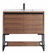 Selby 36" x 18" 2-Door Vanity with Metal Base (Cabinet Only) - Walnut DC2018-36WAL Duval
