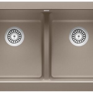 Vintera 33 2 Bowl Silgraint Apron Front Kitchen Sink - Truffle 402596 Blanco