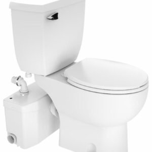 Saniplus Round Toilet Combo with Macerating Pump for Full Bathroom Application - White 002 + 083 + 005 Saniflo