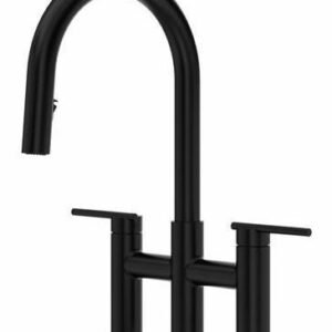 Lateral Bridge Kitchen Faucet with Pulldown Spray - Black LT400BK RIOBEL