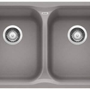 Vision U 2 Bowl Undermount Silgranit Sink - Metallic Gray 401678 Blanco