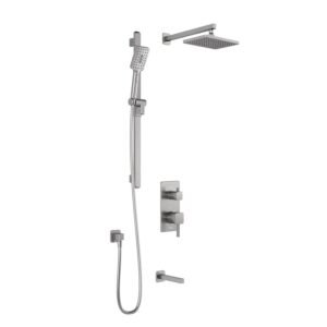 SquareOne TD3 Thermostatic Integrated Diverter Tub and Shower System with Wall Arm (less valve) - Pure Nickel BF1655-125 Kalia