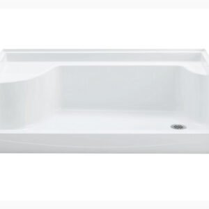 Bowen 60" x 31-3/8" RH Drain Shower Base with LH Seat & 21" Knee Wall - White GR603R-0 Hytec