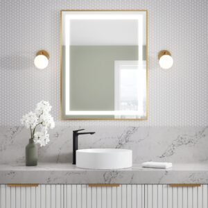 Effect Illuminated 30 x 38" Mirror with Touch Switch - Brushed Gold MR1784-570-180 Kalia