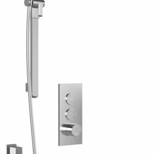 Kareo TB2 Plus Thermostatic Push-Button Shower System with Wall Arm (Less Valve) - Chrome BF2100-110-100 Kalia