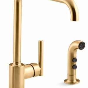Purist Kitchen Faucet with Separate Side Spray - Vibrant Brushed Moderne Brass 7508-2MB Kohler