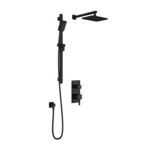 SquareOne TD2 Thermostatic Integrated Diverter Shower System with Wall Arm (less valves) - Matte Black BF1651-160 Kalia