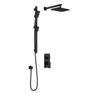 Kareo TD2 Thermostatic Integrated Diverter Shower System with Wall Arm (less Valve) - Matte Black BF1992-160 Kalia
